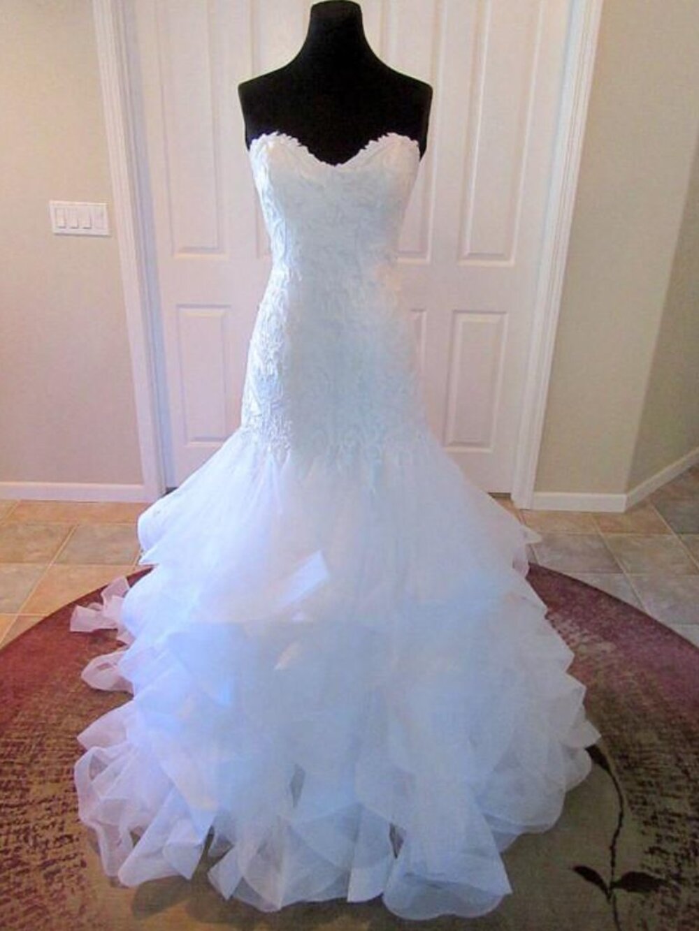 Justin Alexander 8975 Laser Cut Appliqué Organza Fit & Flare Ivory Wedding Dress